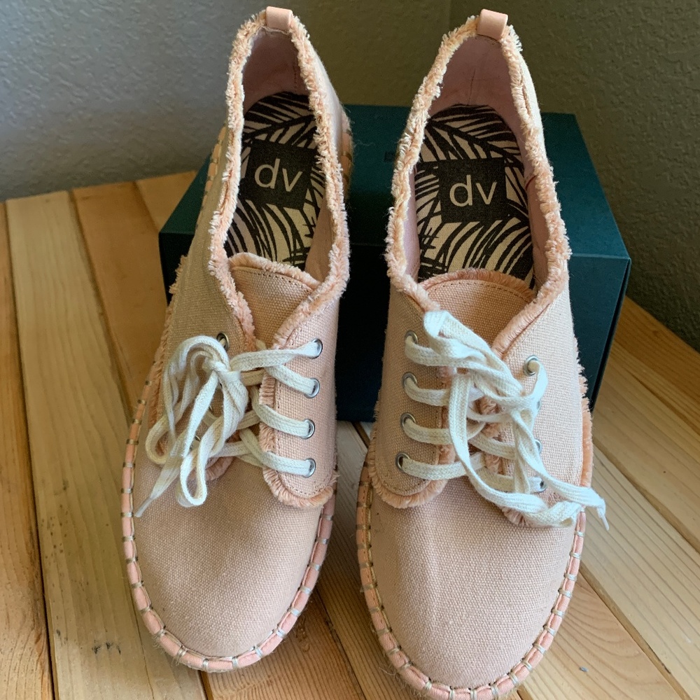 DV by Dolce Vita Peach Canvas Espadrille Lace-Up Sneakers